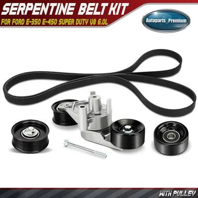 4Pcs Serpentine Belt Drive Component Kit for Ford E-350 E-450 Super Duty V8 6.0L - Image 1 of 4