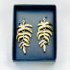 Avon New in Box Gold Tone Palm Leaf Earrings on Wires
