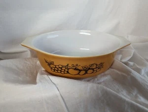 Pyrex ovale Kasserolle #043, Old Orchard 1,5 QT, gold & braun, Vintage - gebraucht  - Bild 1 von 9