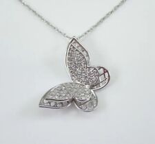 3 Ct Round Simulated Diamond Butterfly Pendant White Gold Plated With Free Chain