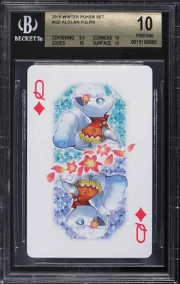 BGS 10 Alolan Vulpix Queen Of Diamonds Playing Card Poker Set 2016 Pokemon - Image 1 of 2