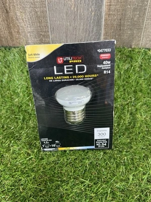 Utilitech Pro LED Bulb R14 Soft White 40W Replacement 300 Lumens Dimmable New - Image 1 of 4