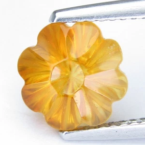 2.58Cts Sparkling Natural Citrine 8.7mm Round Flower Carving Collection Gem - Picture 1 of 4