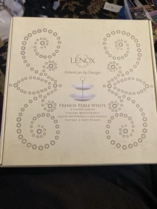 Lenox Französisch Perle Weiß Elfenbein 2 Ebenen Servier Servier Servierer Neu Offener Karton - Bild 1 von 9