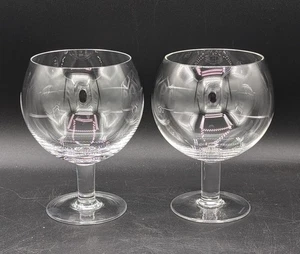 Tiffany & Co Crystal Refresher Water Goblets, Set Of 2, Round Bowl Thick Stem - Picture 1 of 9