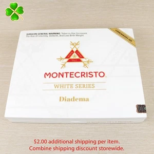 Montecristo White Series Figurado Diadema Wood Cigar Box 9.25" x 7.25" x 1.5" - Photo 1/12