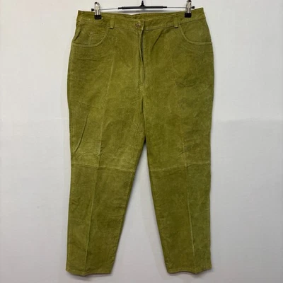 Pantalones de cuero 100 % gamuza estilo Metro para mujer talla 16 verde oliva D029-17 nuevos con etiquetas Foto 1 de 4