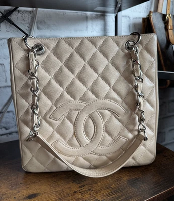 Chanel Petite Shopping Tote Beige Caviar Leather - Image 1 of 4