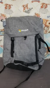 Zaino Microsoft Logo Computer Top Loader Fibbia Patta Libro Borsa Pack Grigio - Foto 1 di 6