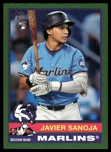 2025 Topps Heritage Dark Green Javier Sanoja Miami Marlins #167 - Picture 1 of 2