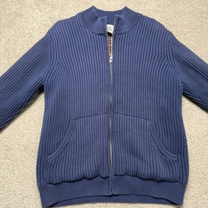 LL Bean Herren Strickjacke Pullover Large Heavy Knit Full Zip Langarm Blau - Bild 1 von 9