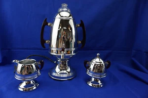 United Art Deco Rocket Style The Jetson's Cromo Café Percolador Crema y Azúcar - Imagen 1 de 14
