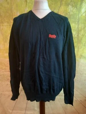 Superdry navy blue 100% cotton V neck Jumper. UK men's size XXL - Image 1 of 4