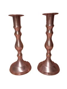 Set of 2 Gatco Solid Brass Candlestick holders - Brass 8in tall Round base - Picture 1 of 12