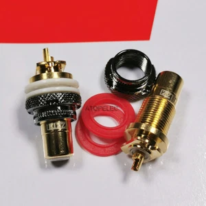 2pcs EIZZ 24K Gold Plated Tellurium Copper RCA Jack Female Socket HiFi EZ-105 - Picture 1 of 3