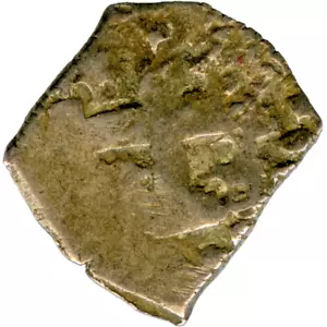 ☆ PIRATE SILVER COB ☆ HISPANIC MACUQUINA • COLONIAL ½ REAL POTOSI, CARLOS ☆D0738 - Picture 1 of 5