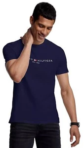 TOMMY HILFIGER Men's Regular Fit Tommy Logo Embroidered Crew Neck T-Shirt, YNavy - Picture 1 of 5