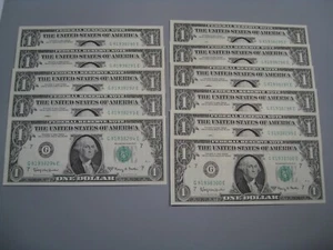 11 Consecutive CU Crisp 1963-A "Fowler" FRN Notes G 81938290 - 300 E. #53 - Picture 1 of 6