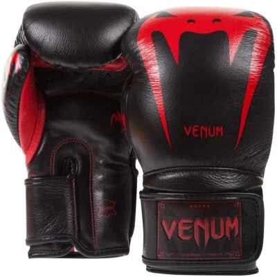 Venum Giant 3.0 Nappa Leather Hook and Loop Boxing Gloves - Black Devil