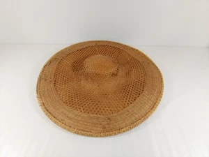 Vintage Asian Wicker Straw Sun Field Hat, China Japan, Korean  - Picture 1 of 12