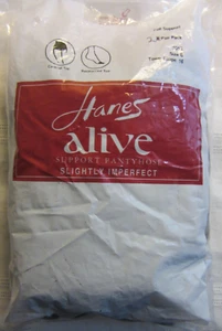 2 pr Hanes ALIVE Full Support Slightly Imperfect TOWN TAUPE Pantyhose Sz B - Picture 1 of 5