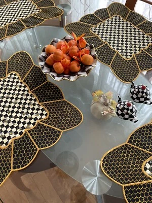 Scalloped Queen Bee Handmade Quilted Placemats-Free Mackenzie Childs GWP - Image 1 of 4