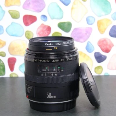 Canon COMPACT-MACRO EF 50mm F2.5 w/Front cap, Rear cap, Lens filter From Japan - Image 1 of 4