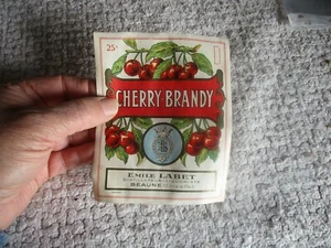Ancienne Etiquette Bouteille Liqueur CHERRY BRANDY Distillerie E Labet à Beaune  - Imagen 1 de 2