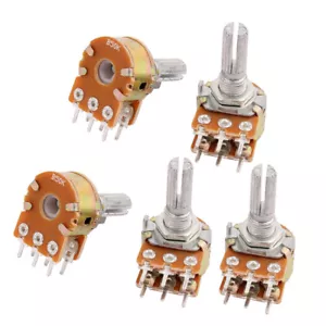 5 x Top Adjustment Linear Dual Knurled Shaft Pots Potentiometers 50K Ohm B50K - Picture 1 of 2