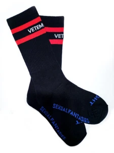 VETEMENTS Sexual Fantasies Men's Socks - Black - One Size - Free Shipping - Picture 1 of 4
