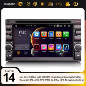 6.2" Doppel 2Din Acht-kern Android 14 GPS Autoradio Für Nissan DVD CarPlay DAB+ - Bild 1 von 20