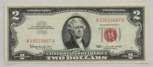 US 1963 United States Notes Small 2 Dollars US red seal note CH AU RC0663 combin - Picture 1 of 2