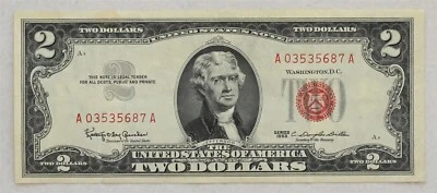 US 1963 United States Notes Small 2 Dollars US red seal note CH AU RC0663 combin - Image 1 of 2