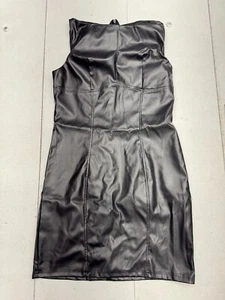 Shein Faux Leather Black Sleeveless Back Zip Dress Womens Size Large - Picture 1 of 6