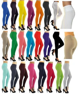 Damen Leggings lang hoher Bund verstärkt Hose blickdicht Baumwolle Leggins - Bild 1 von 32