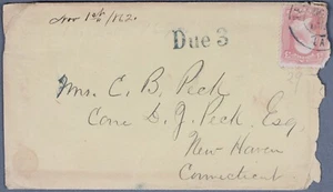 Mayfairstamps US 1862 New Orleans LA Due 3 Auxiliary to New Haven CT cover aar_7 - Picture 1 of 2