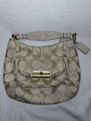 COACH 16187 KRISTIN Tan Optical Art Signature Canvas Hobo Shoulder Tote Bag - Image 1 of 4