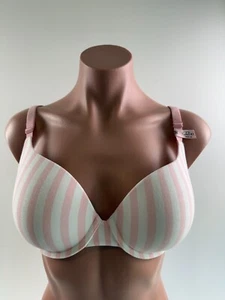 Victoria's Secret T-Shirt Push Up Full Coverage Padded Bra Pink/White 32DD NWT - Picture 1 of 14