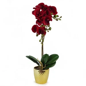 Maceta artificial de oro rojo oscuro orquídea 50 cm Phalaenopsis - Imagen 1 de 5