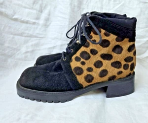 Stuart Weitzman Ponny Hair Leoprad Suede Retro Chunky Ankle Boots Size-6 - Picture 1 of 9