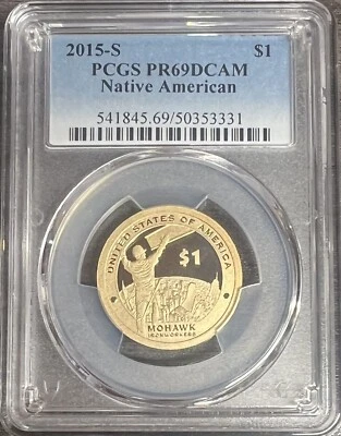 2015 S Proof Sacagawea Native American Mohawk Ironworkers Dollar PCGS PR69DCAM - Image 1 of 2
