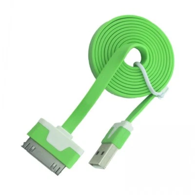 iPhone 4 Flat USB Colour Cable Charger Green BUY 1 GET 1 FREE! - Image 1 of 4