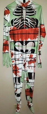 niños NUEVO NUEVO SIN ETIQUETAS 1 PIEZA DISFRAZ HALLOWEEN MORPH HUESOS SANGRE talla MEDIANO ESTIRAMIENTO @@ Foto 1 de 2