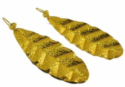 Orecchini a foglia fatti a mano di design in argento sterling 925 massiccio p... - Immagine 1 di 4