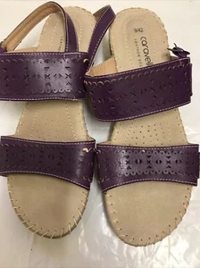 Caravelle Leather Purple Sandals Size Uk 8 Eur 42 - Picture 1 of 11