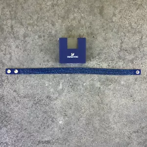 SWAROVSKI Slake Blue Bracelet Mixed Crystals 16" Suede Leather Wrap Around w/Box - Picture 1 of 9