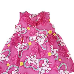 Vintage Girls Pink Hawaiian Dress Kole Kole Tropical Floral Aloha Size 2T - Picture 1 of 9