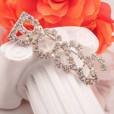 Vintage Boss Clear Rhinestone Prong Set Silver Tone Pin Brooch - Image 1 of 4