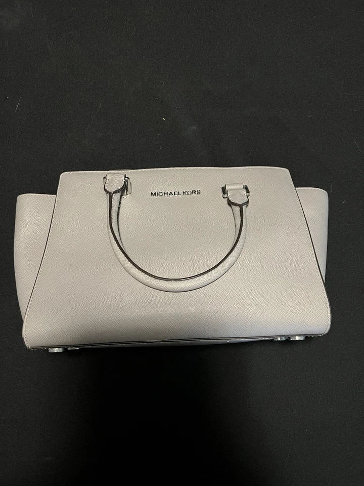 Bolso de Mano Michael Michael Kors Gris Mediano Selma Saffiano Cremallera con Correa Foto 1 de 4