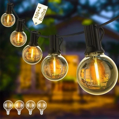 Festoon Outdoor String Lights 60M 200FT Mains Powered 104 LED Globe Water Proof - Image 1 of 4